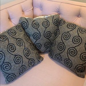 Silver decorative pillows